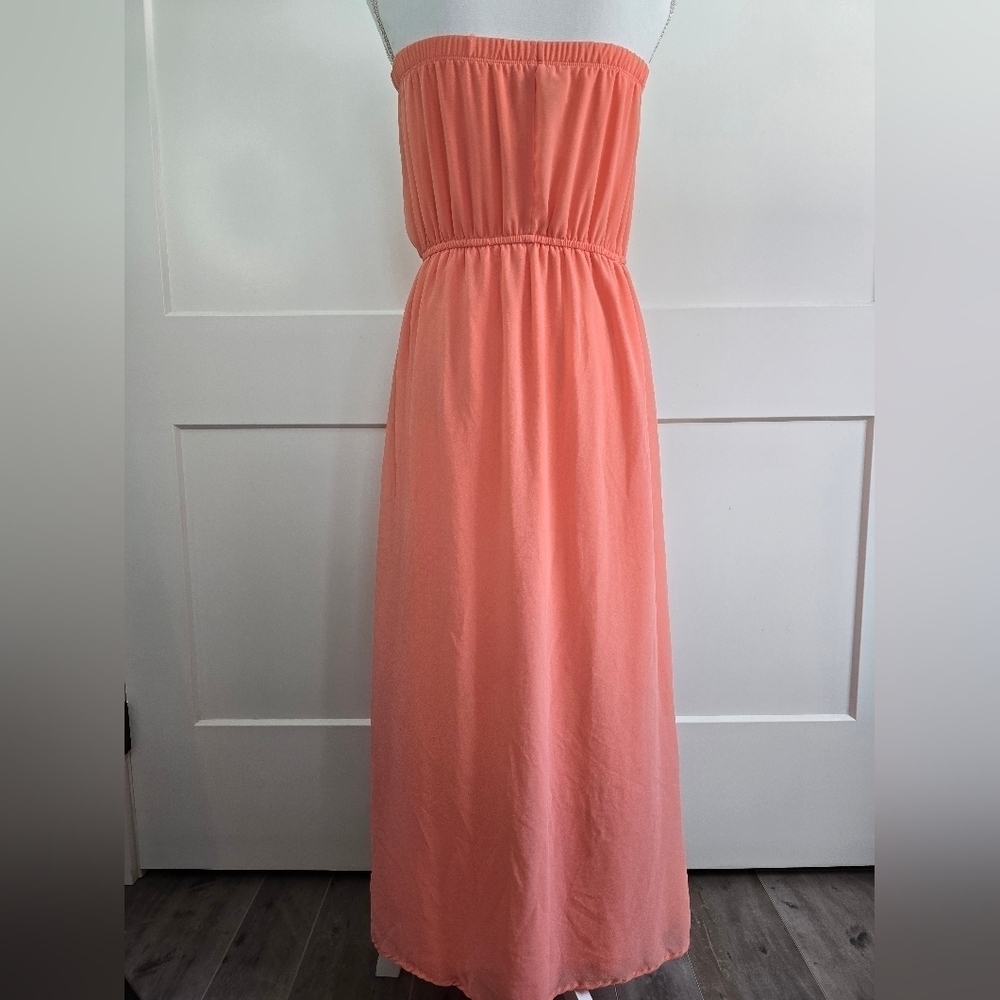 Forever21 Coral Strapless Maxi Dress